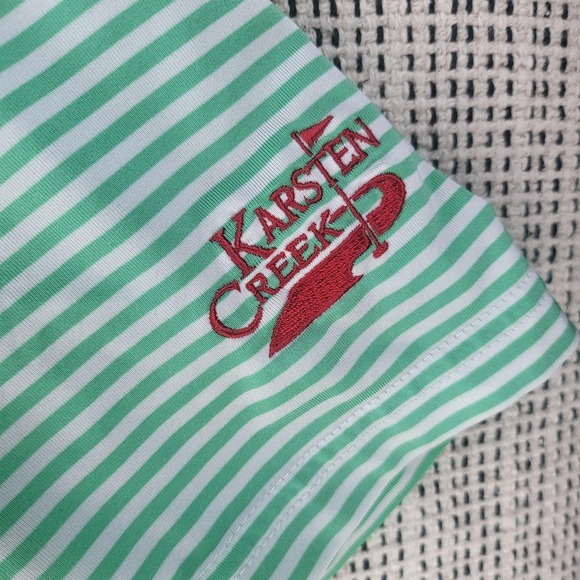 RLX Ralph Lauren Polo Shirt Mens XL Green Striped Karsten Creek Golf Performance - Picture 2 of 7